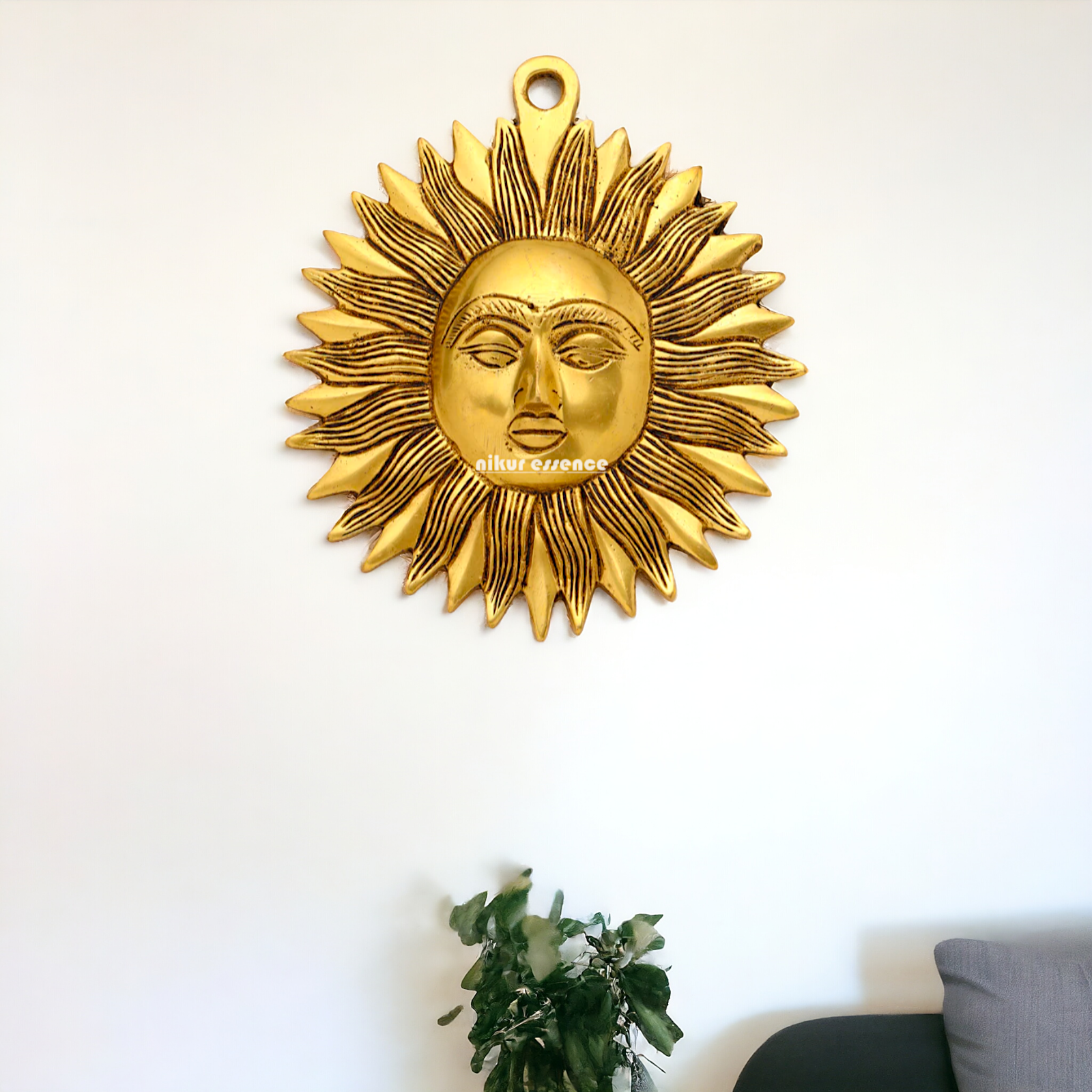 Pure Brass Sun symbol wall Hanging plate - 7 Inches Nikuressence