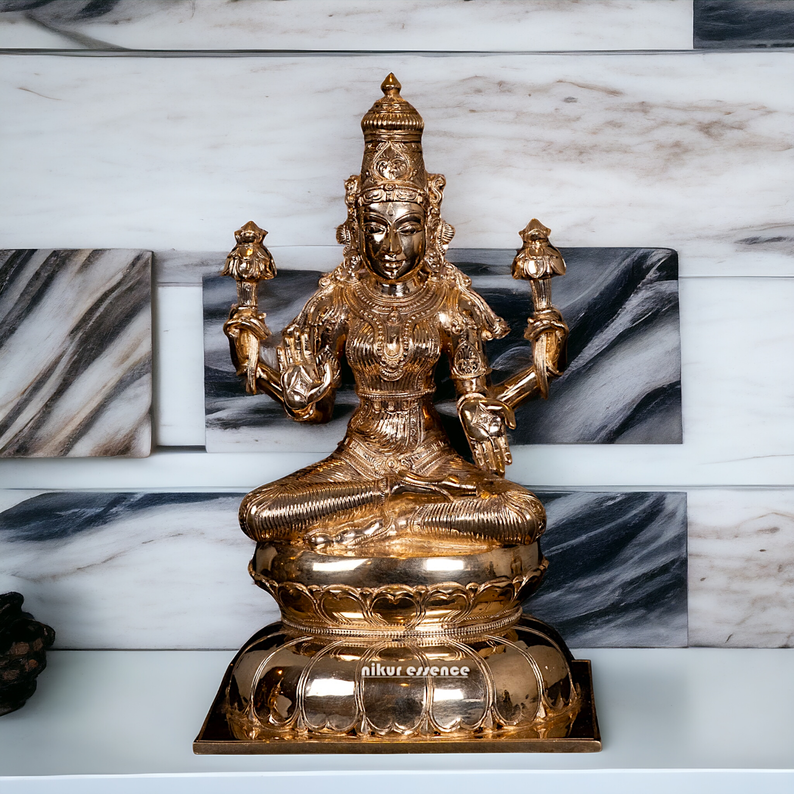 Panchaloha Lakshmi seated idol - 12 Inches Nikuressence