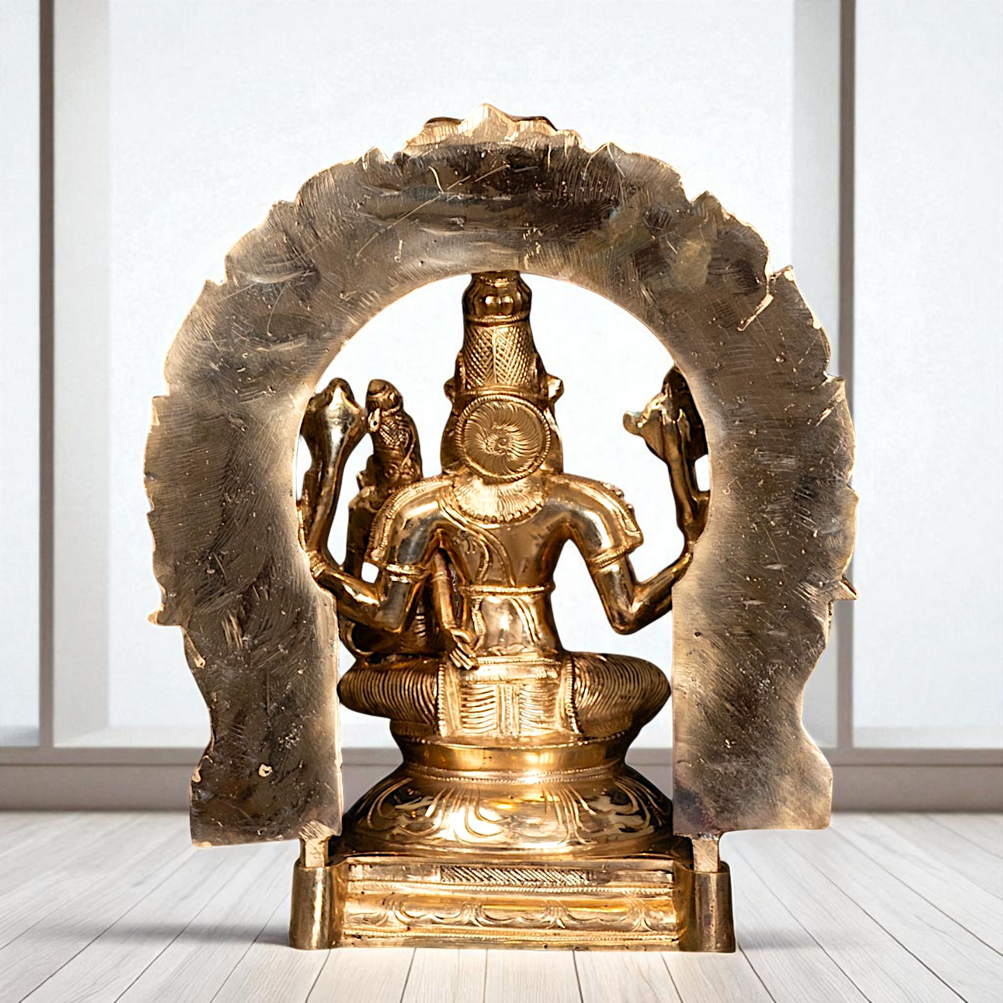 Narasimha Vishnu with Lakshmi seated Panchaloha idol - 12 Inches Nikuressence