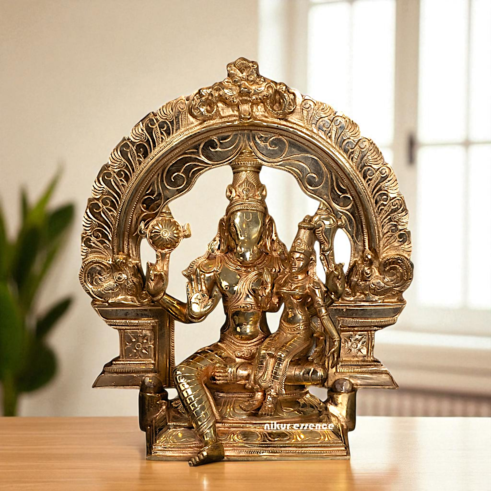 Hayagriva Vishnu and Lakshmi Panchaloha idol - 13 Inches Nikuressence