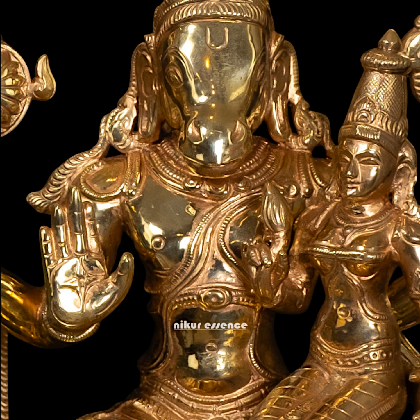 Hayagriva Vishnu and Lakshmi Panchaloha idol - 13 Inches Nikuressence