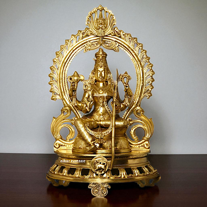 Large Goddess Raja Rajeshwari Seated with Blessing Bronze/Panchaloha idol - 28 Inches Nikuressence