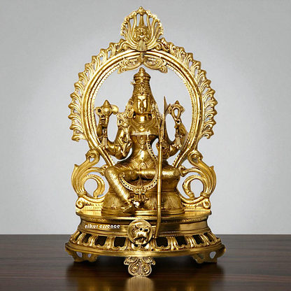Large Goddess Raja Rajeshwari Seated with Blessing Bronze/Panchaloha idol - 28 Inches Nikuressence