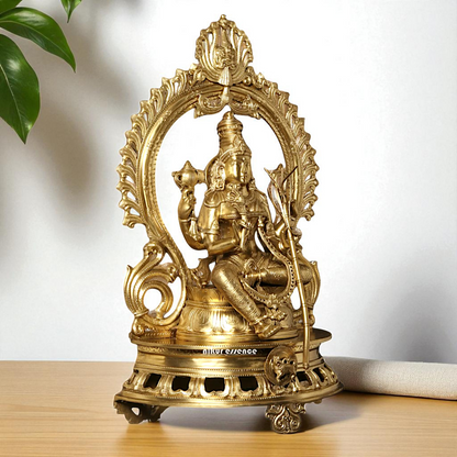 Large Goddess Raja Rajeshwari Seated with Blessing Bronze/Panchaloha idol - 28 Inches Nikuressence