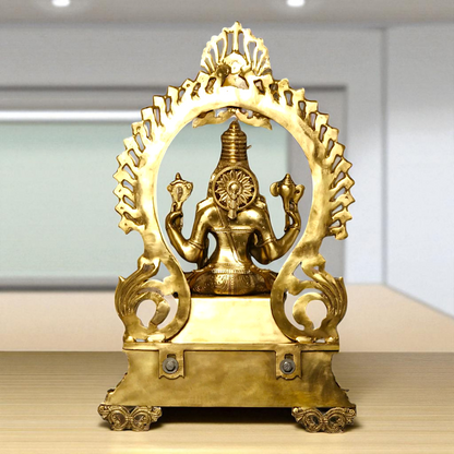 Large Goddess Raja Rajeshwari Seated with Blessing Bronze/Panchaloha idol - 28 Inches Nikuressence