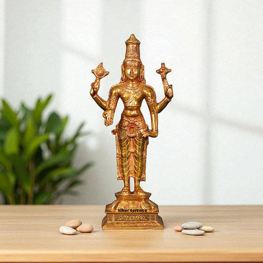Vishnu Standing Panchaloha Pooja statue - 8 Inches Nikuressence
