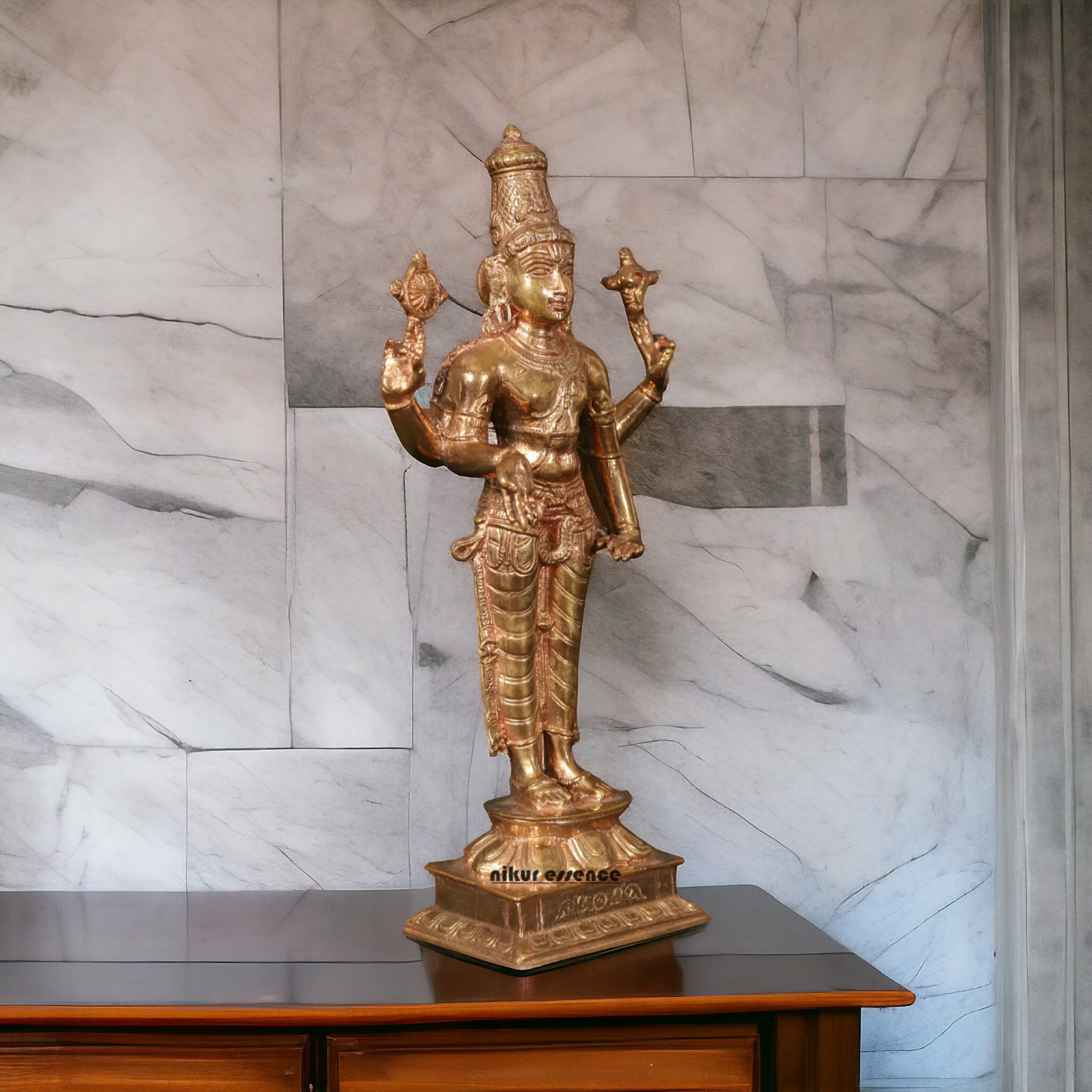 Vishnu Standing Panchaloha Pooja statue - 8 Inches Nikuressence