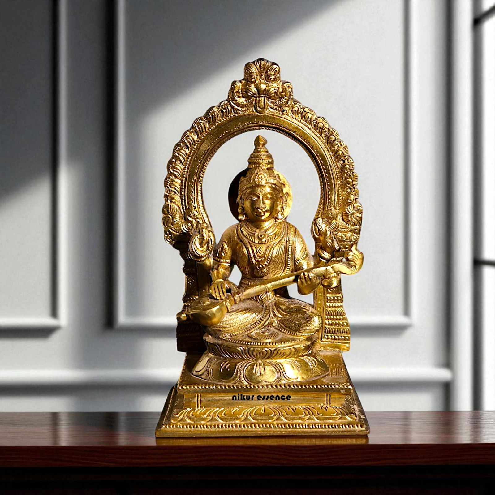 Saraswati seated Panchaloha beautiful statue - 7 Inches Nikuressence