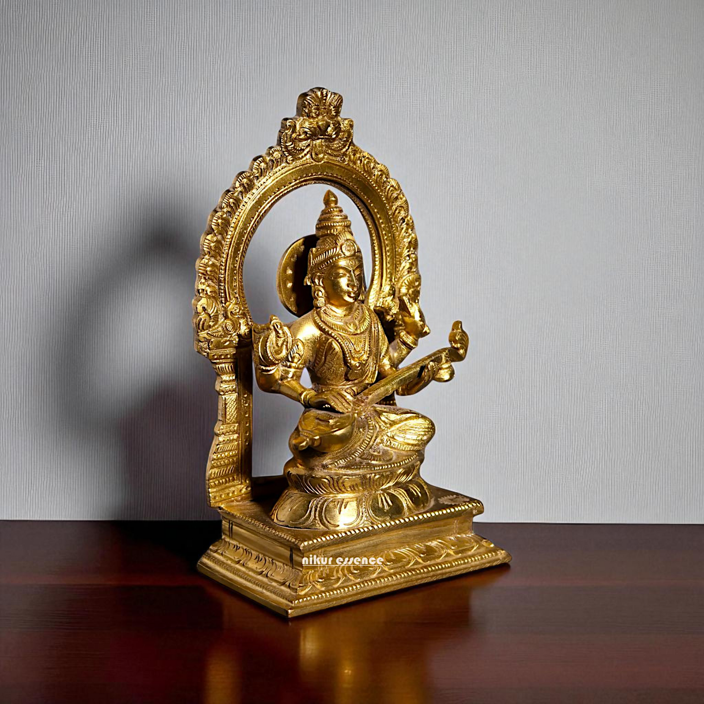 Saraswati seated Panchaloha beautiful statue - 7 Inches Nikuressence