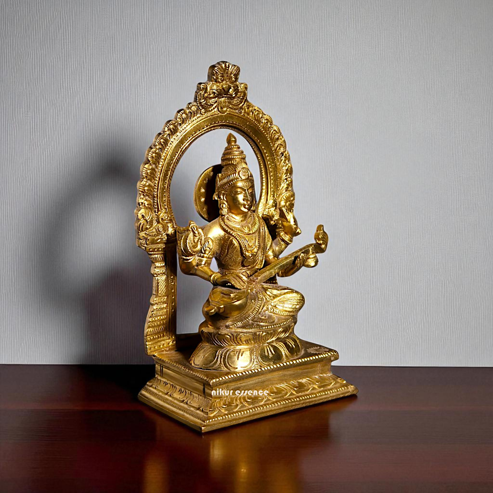Saraswati seated Panchaloha beautiful statue - 7 Inches Nikuressence