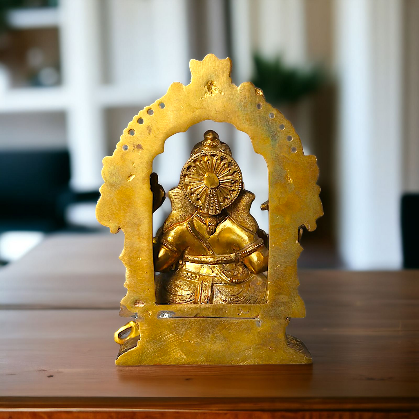 Ganesha seated on singhasan Panchaloha idol - 7 Inches Nikuressence