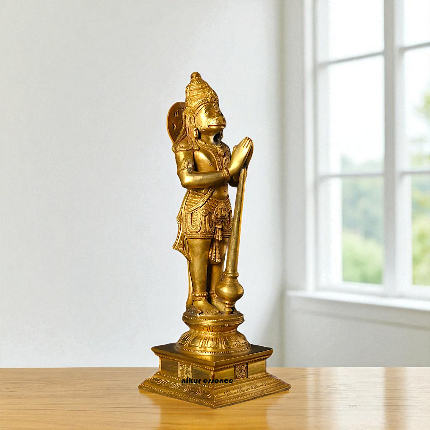 Lord Hanuman ji Standing with namaskar pose hold mace Gada Bronze/Panchaloha idol - 10 Inches Nikuressence
