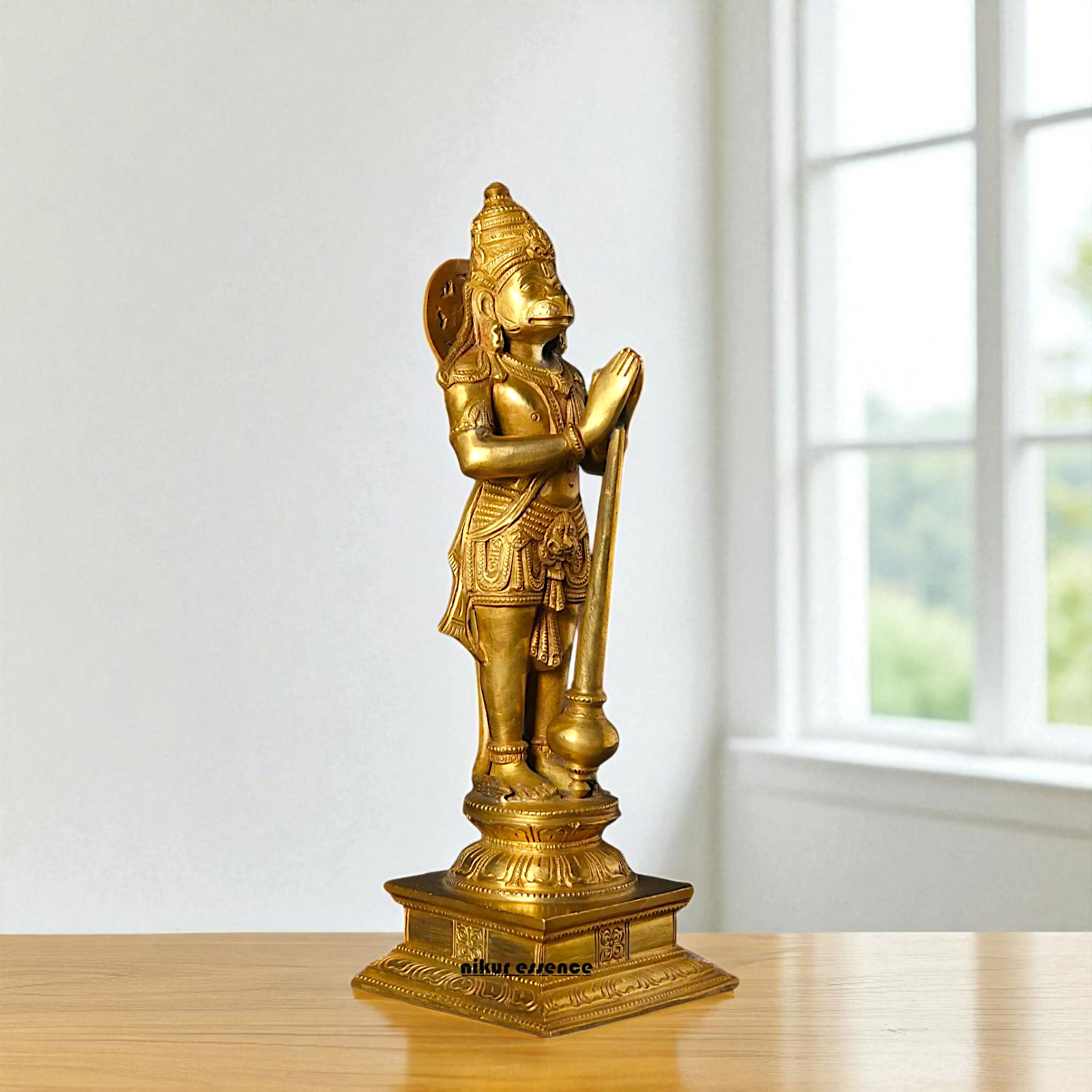 Lord Hanuman ji Standing with namaskar pose hold mace Gada Bronze/Panchaloha idol - 10 Inches Nikuressence