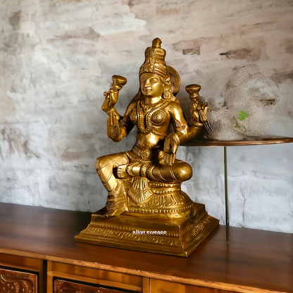 Goddess Lakshmi Sitting with Four Arm Panchaloha idol - 5 Inches Nikuressence
