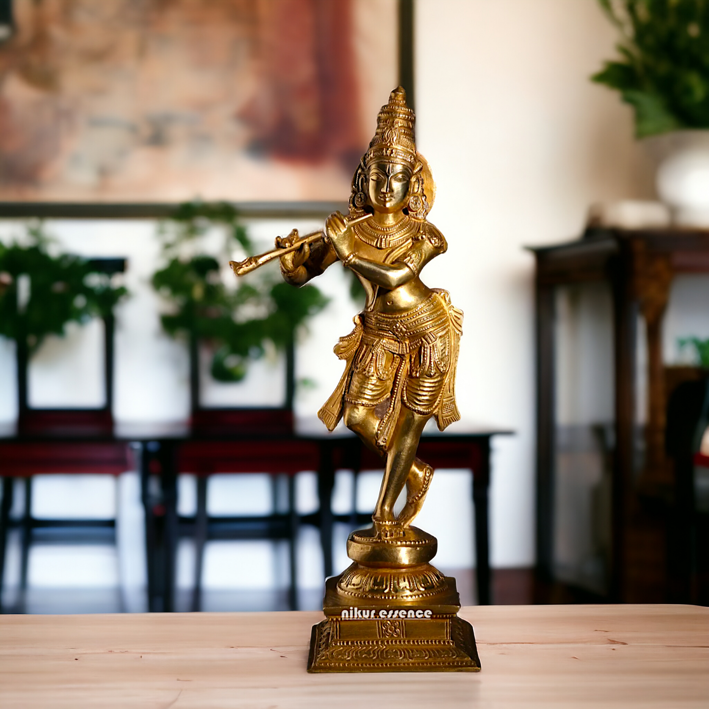 Panchaloha Krishna Standing with Playing Flute statue - 11 Inches Nikuressence