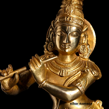 Panchaloha Krishna Standing with Playing Flute statue - 11 Inches Nikuressence