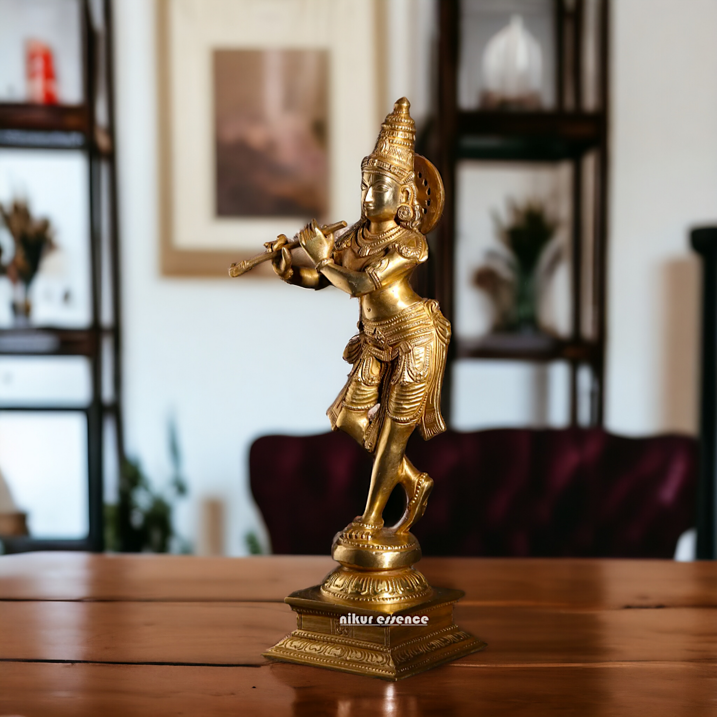 Panchaloha Krishna Standing with Playing Flute statue - 11 Inches Nikuressence