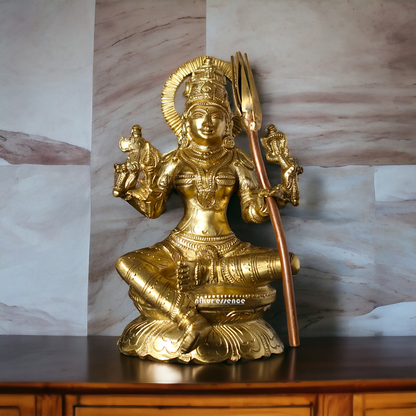 Panchaloha Kamakshi seated idol - 7 Inches Nikuressence