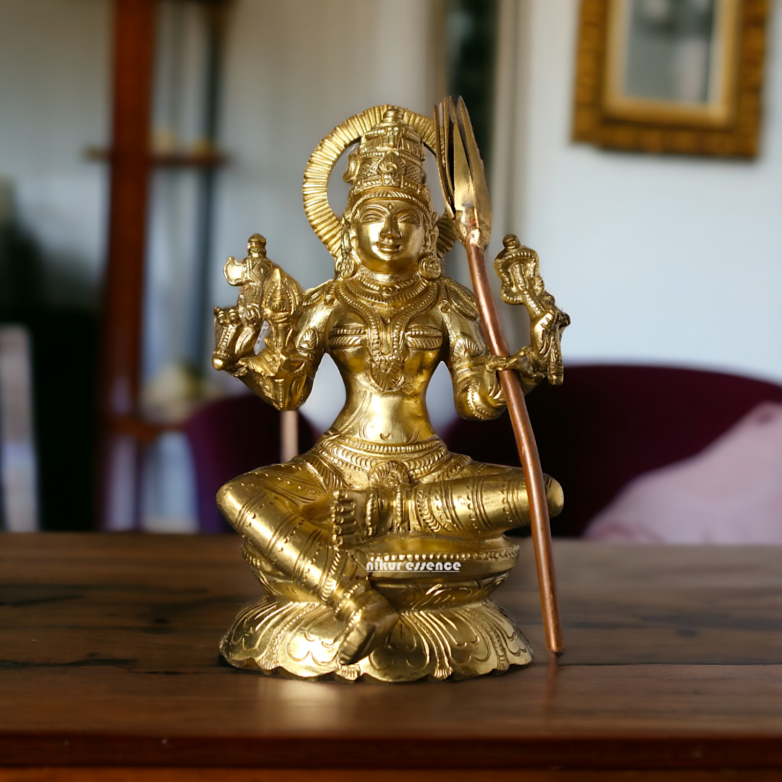 Panchaloha Kamakshi seated idol - 7 Inches Nikuressence