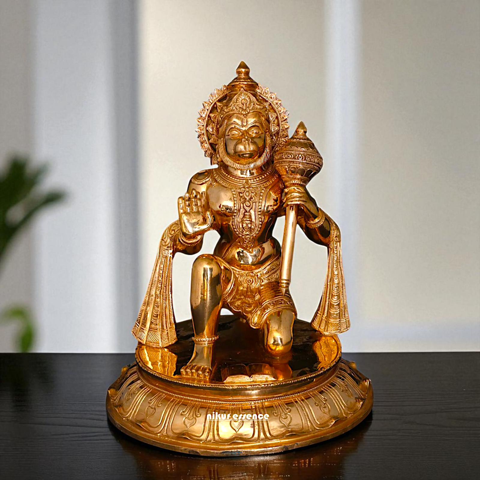 Panchaloha Hanuman ji monkey god with Gada statue - 14 Inches Nikuressence