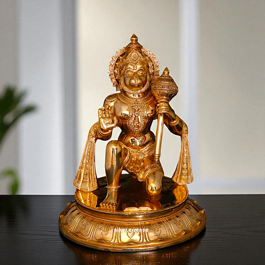 Panchaloha Hanuman ji monkey god with Gada statue - 14 Inches Nikuressence