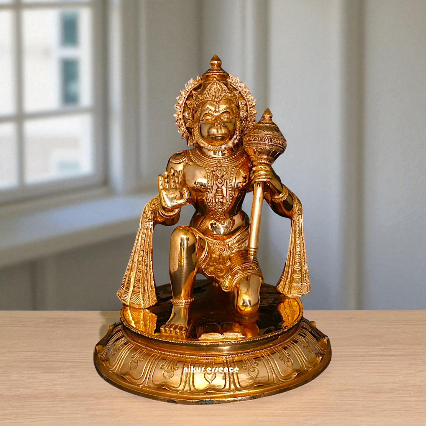 Panchaloha Hanuman ji monkey god with Gada statue - 14 Inches Nikuressence