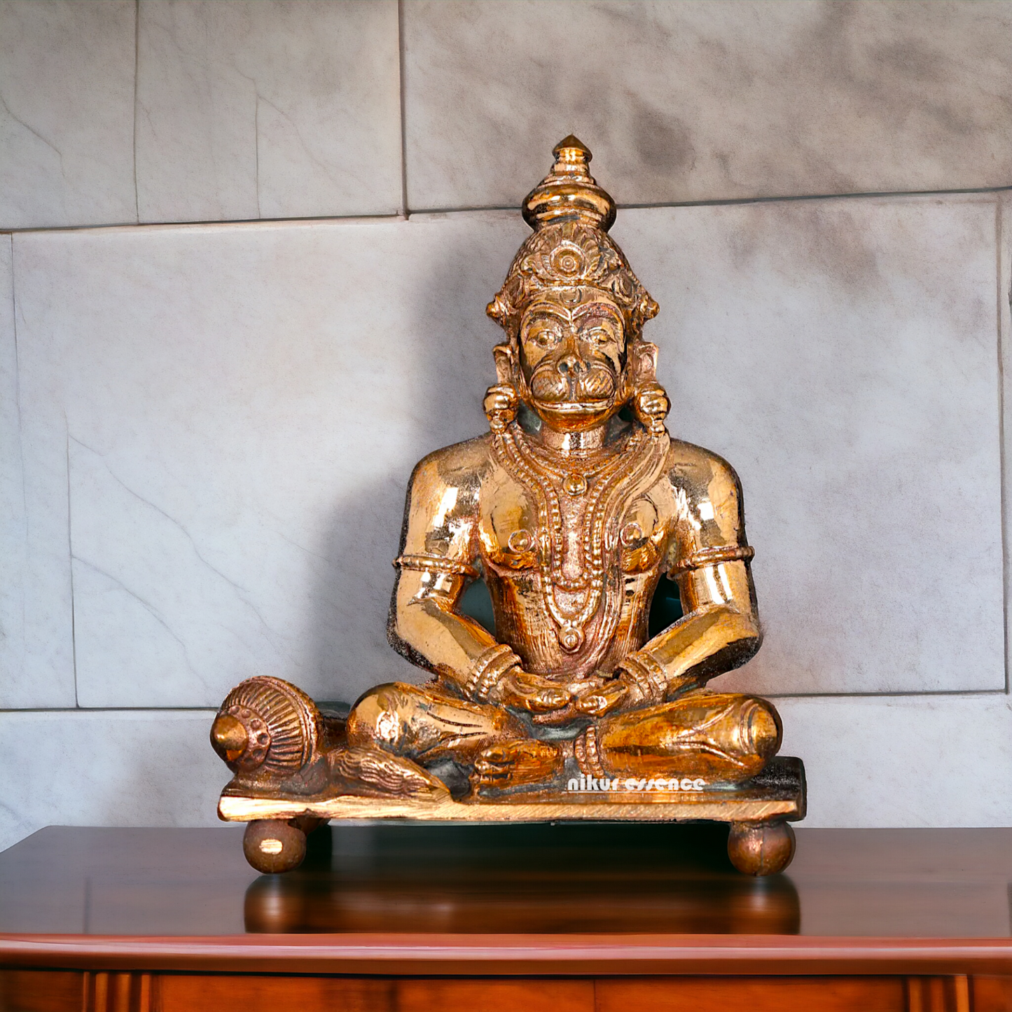 Hanuman ji Sitting meditation Panchaloha idol - 3 Inches Nikuressence