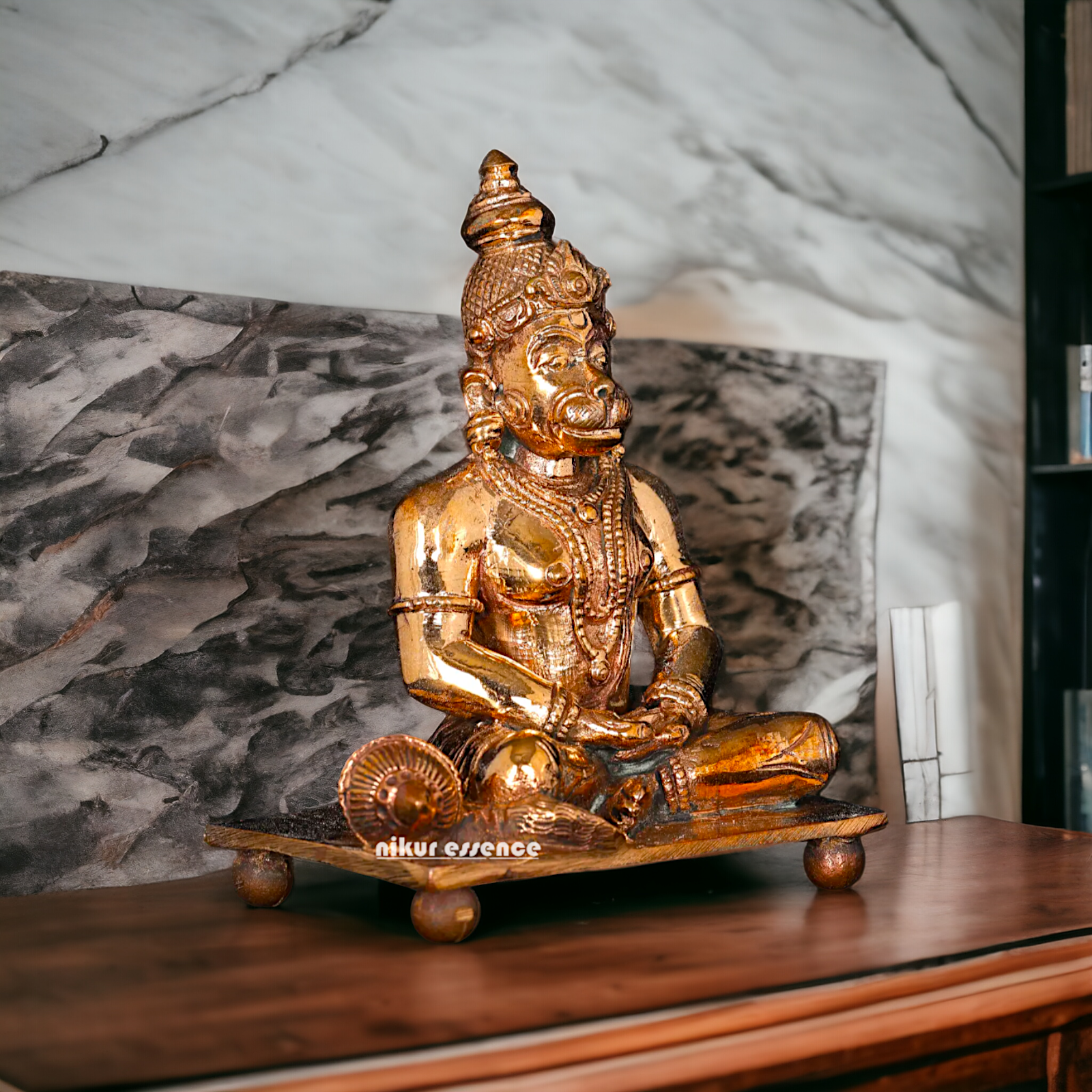 Hanuman ji Sitting meditation Panchaloha idol - 3 Inches Nikuressence