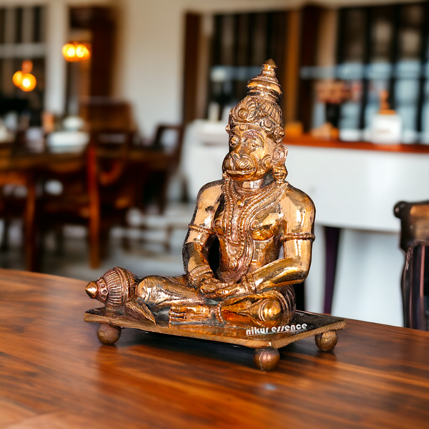 Hanuman ji Sitting meditation Panchaloha idol - 3 Inches Nikuressence