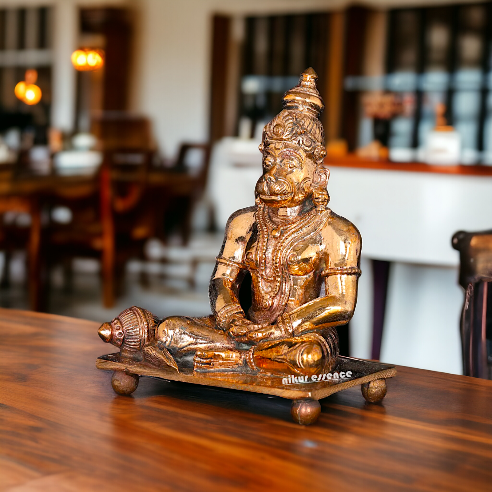 Hanuman ji Sitting meditation Panchaloha idol - 3 Inches Nikuressence