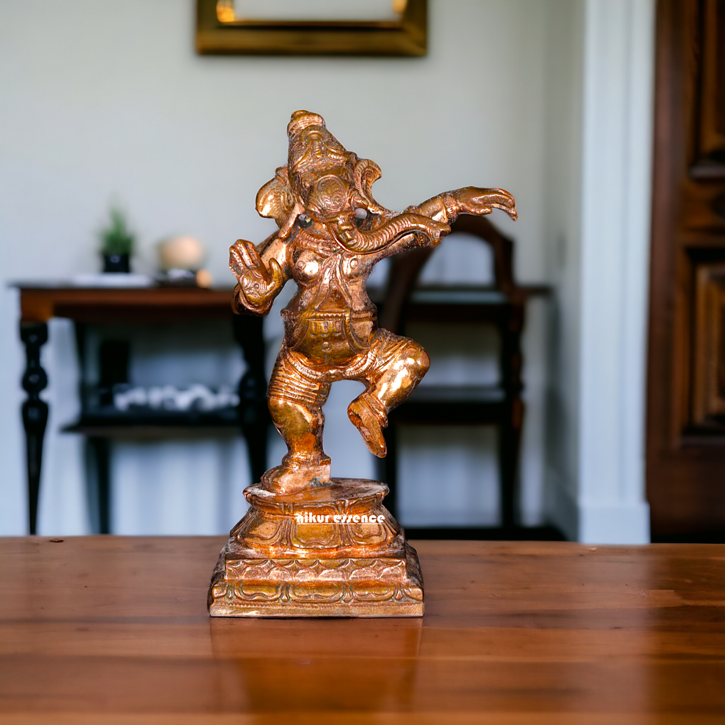 Panchaloha Ganesha Ganpati dancing with Four hand idol - 3 Inches Nikuressence