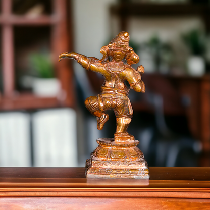 Panchaloha Ganesha Ganpati dancing with Four hand idol - 3 Inches Nikuressence