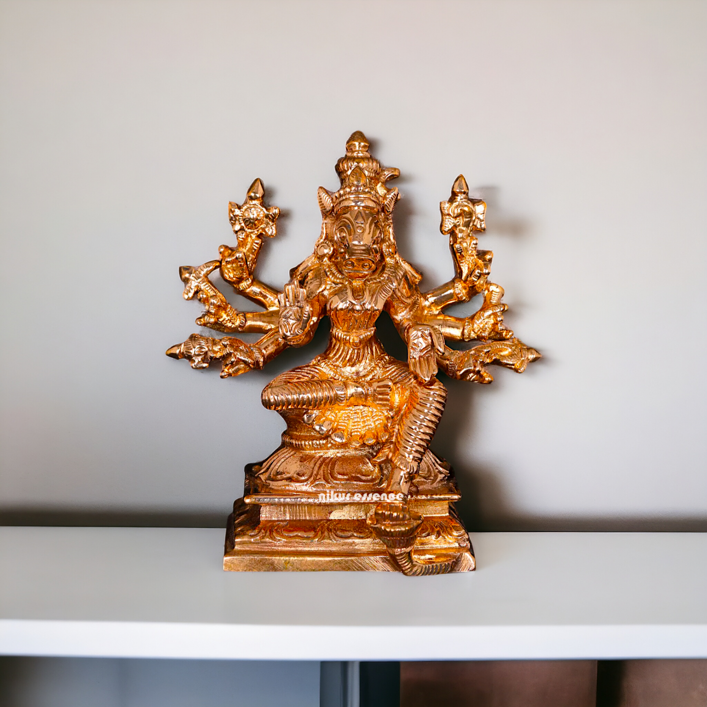 Varahi Amman Sitting with eight Armed Panchaloha idol - 3 Inches Nikuressence