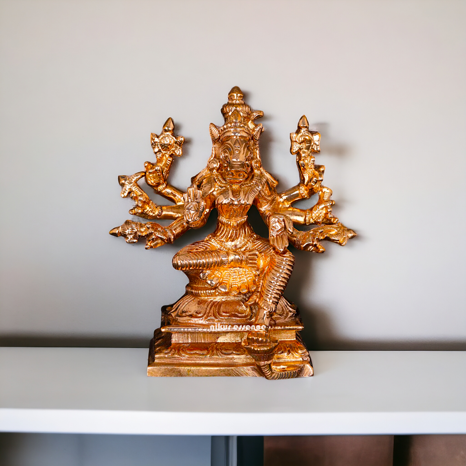 Varahi Amman Sitting with eight Armed Panchaloha idol - 3 Inches Nikuressence