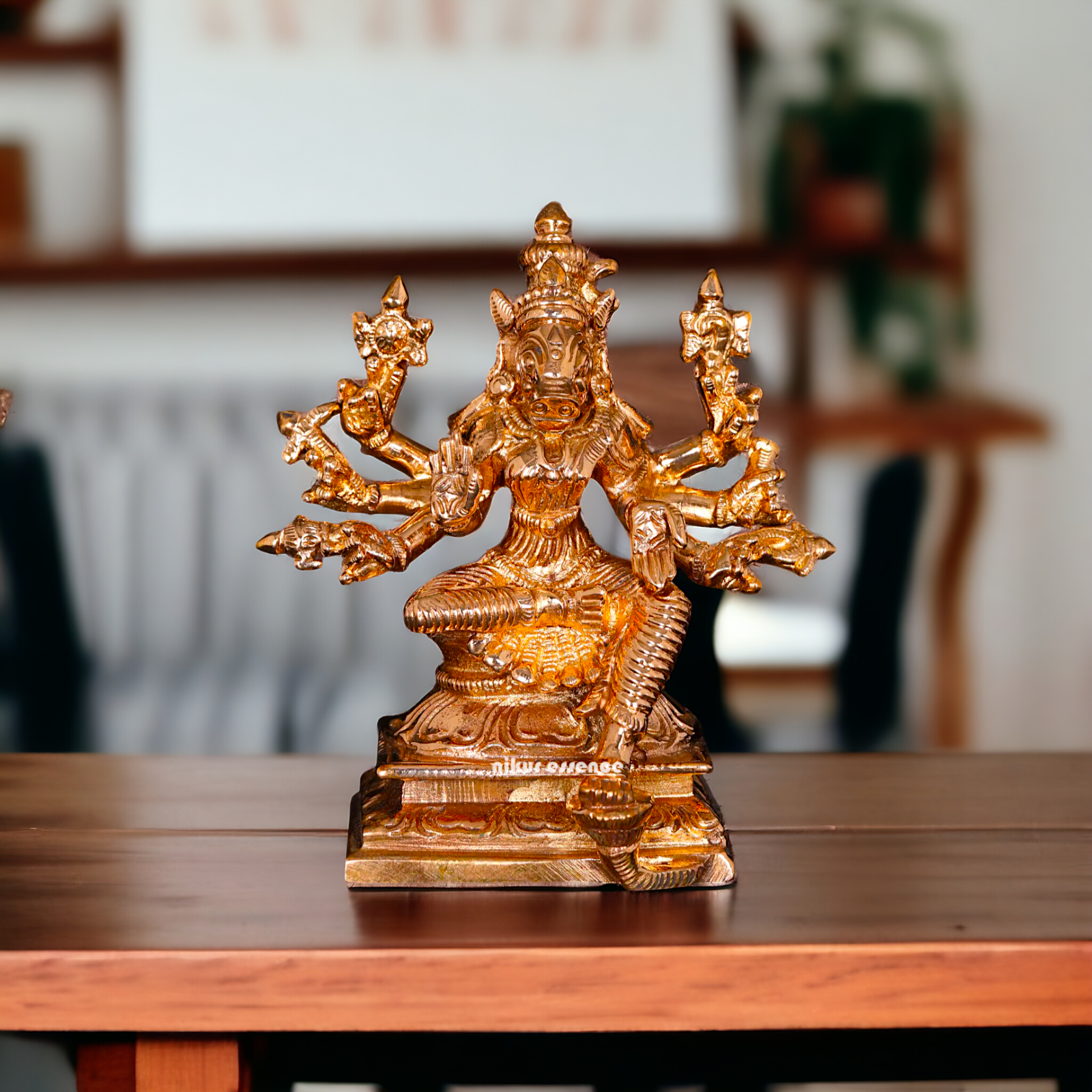 Varahi Amman Sitting with eight Armed Panchaloha idol - 3 Inches Nikuressence