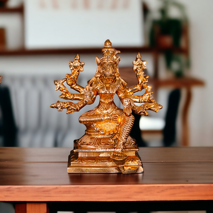 Varahi Amman Sitting with eight Armed Panchaloha idol - 3 Inches Nikuressence