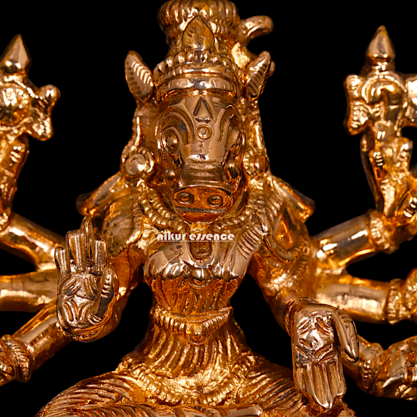 Varahi Amman Sitting with eight Armed Panchaloha idol - 3 Inches Nikuressence