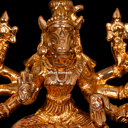 Varahi Amman Sitting with eight Armed Panchaloha idol - 3 Inches Nikuressence