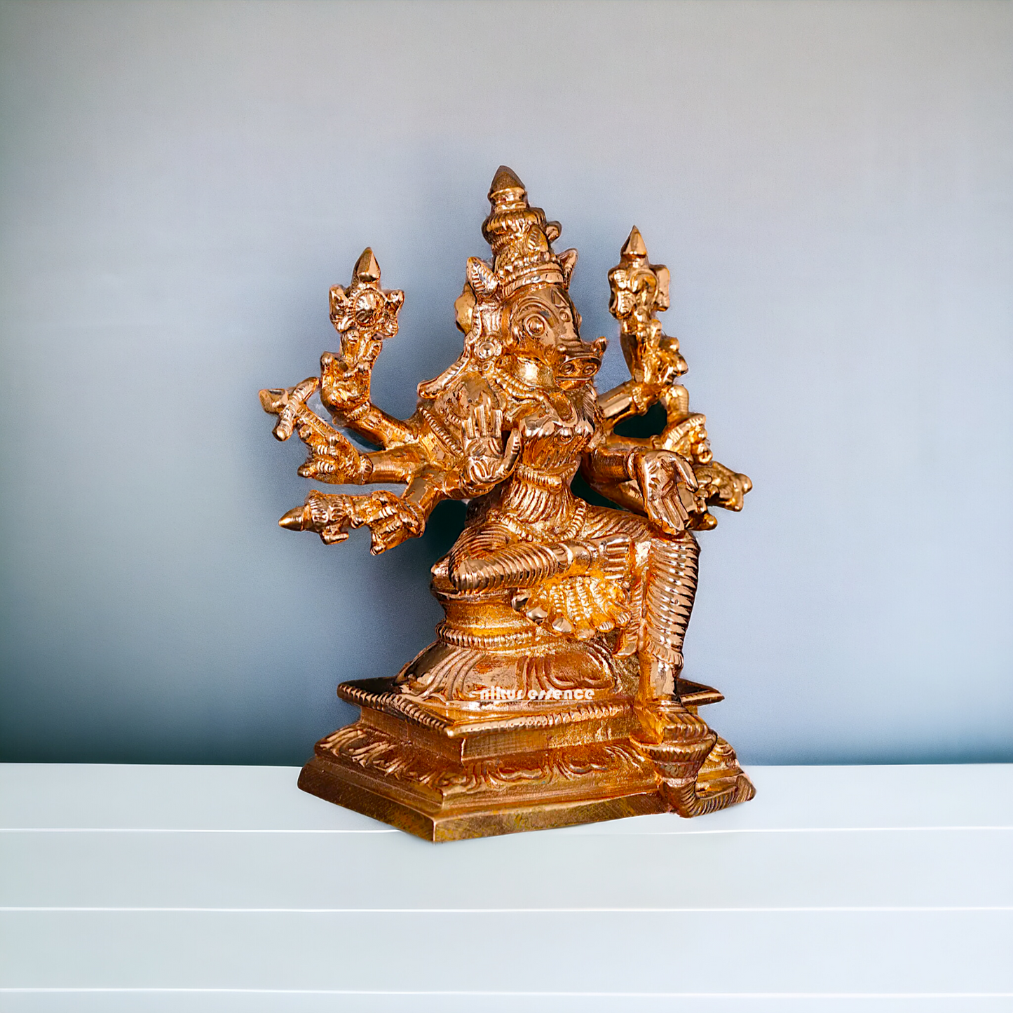 Varahi Amman Sitting with eight Armed Panchaloha idol - 3 Inches Nikuressence