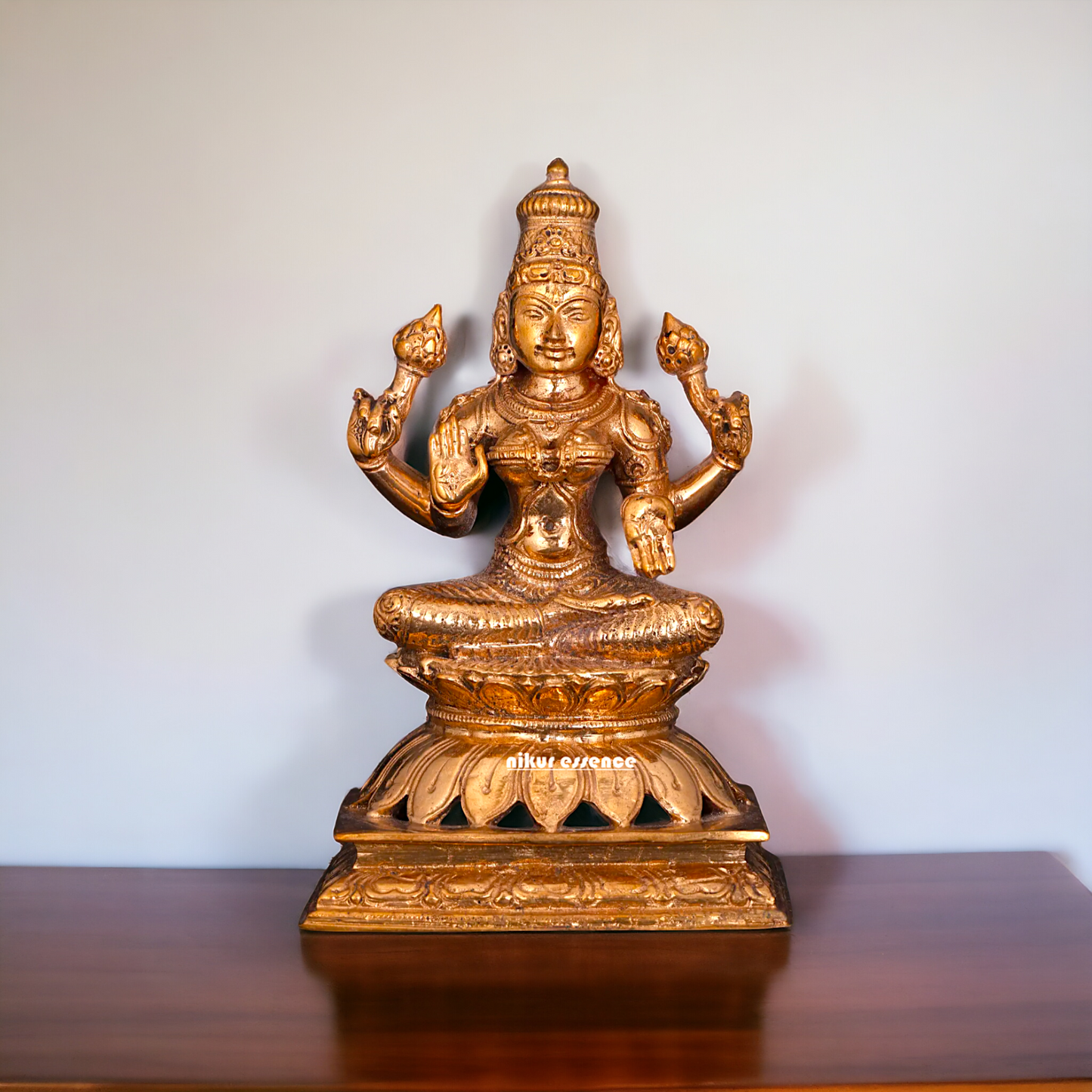 Lakshmi Devi seated Blessing with Four hand Panchaloha idol - 5 Inches Nikuressence