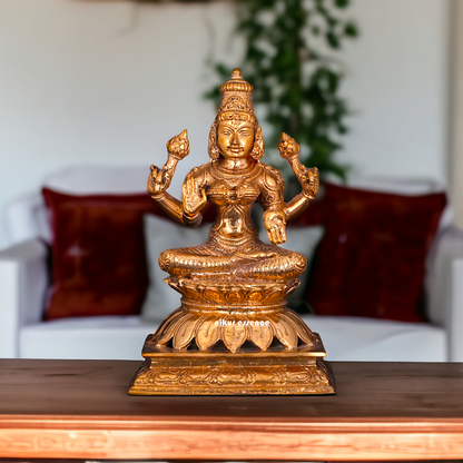 Lakshmi Devi seated Blessing with Four hand Panchaloha idol - 5 Inches Nikuressence
