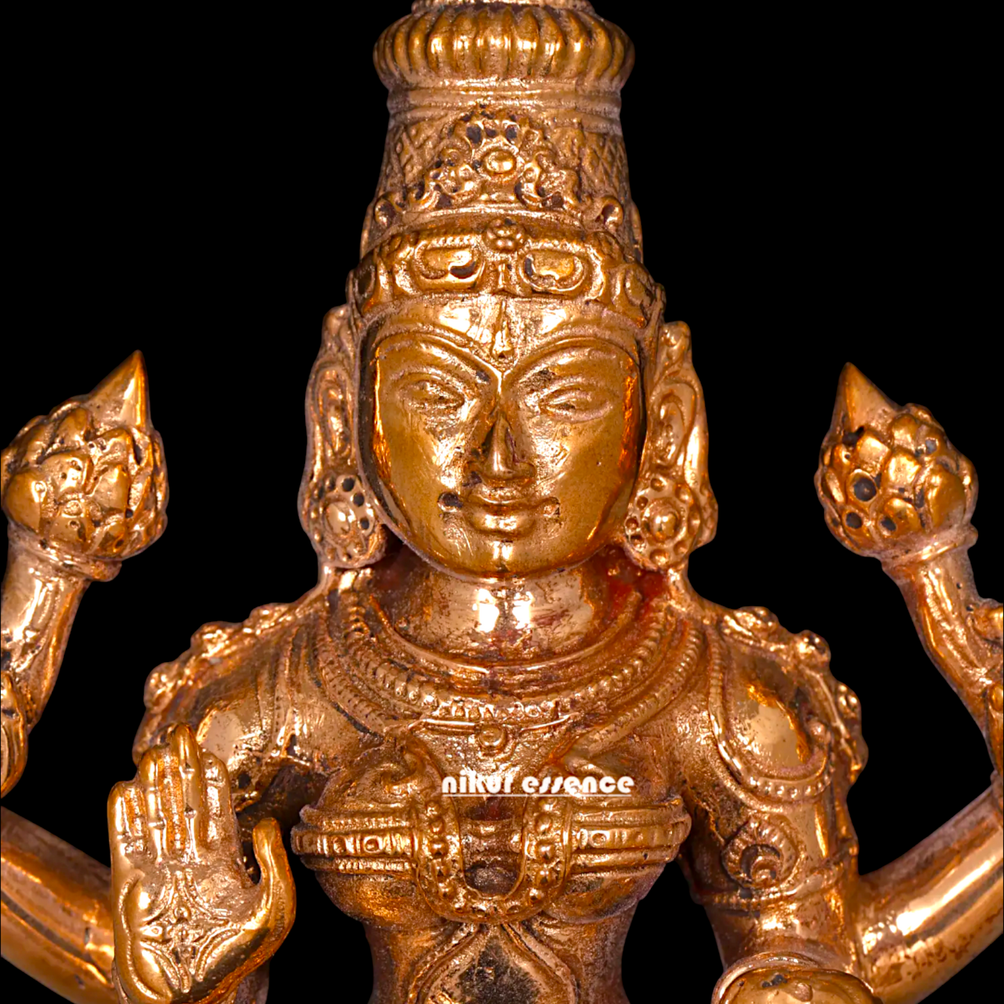 Lakshmi Devi seated Blessing with Four hand Panchaloha idol - 5 Inches Nikuressence