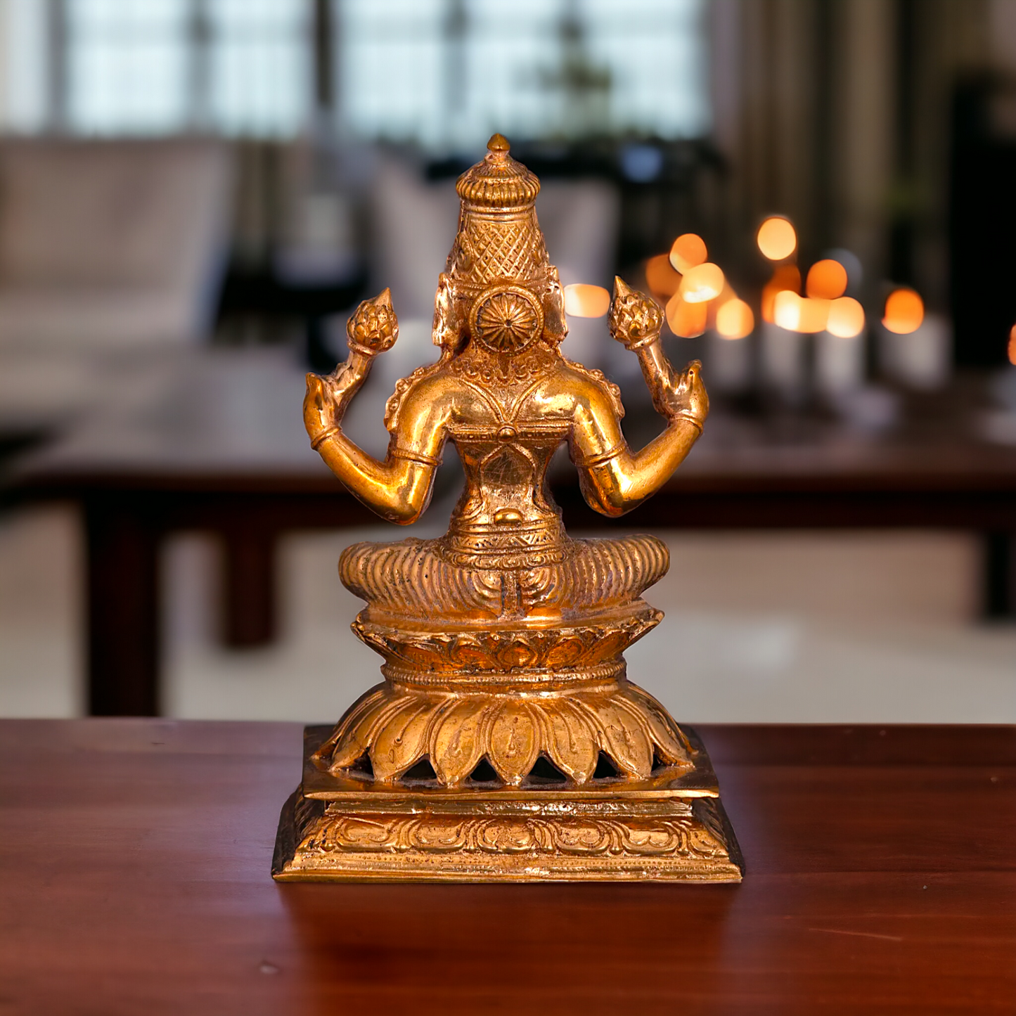Lakshmi Devi seated Blessing with Four hand Panchaloha idol - 5 Inches Nikuressence