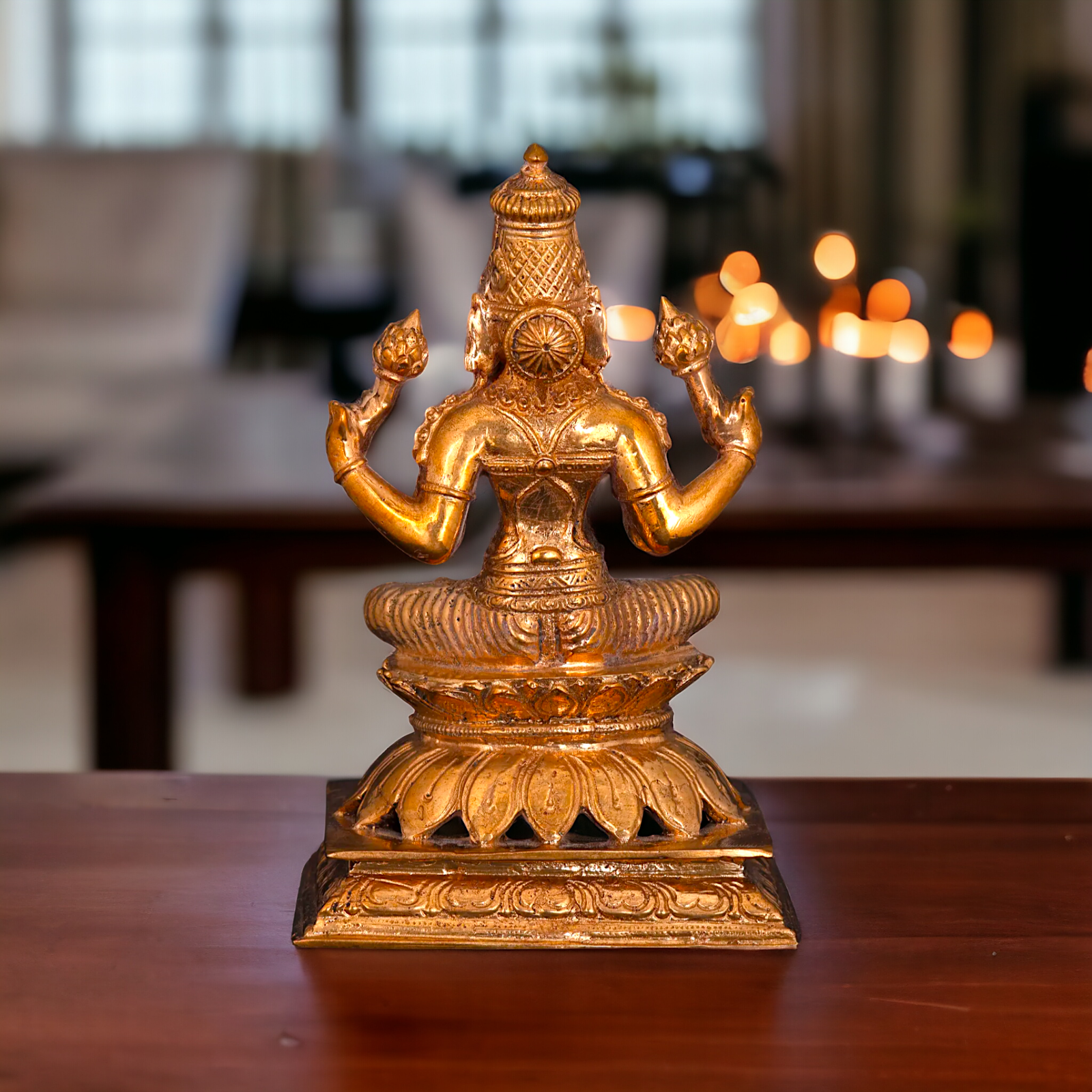 Lakshmi Devi seated Blessing with Four hand Panchaloha idol - 5 Inches Nikuressence