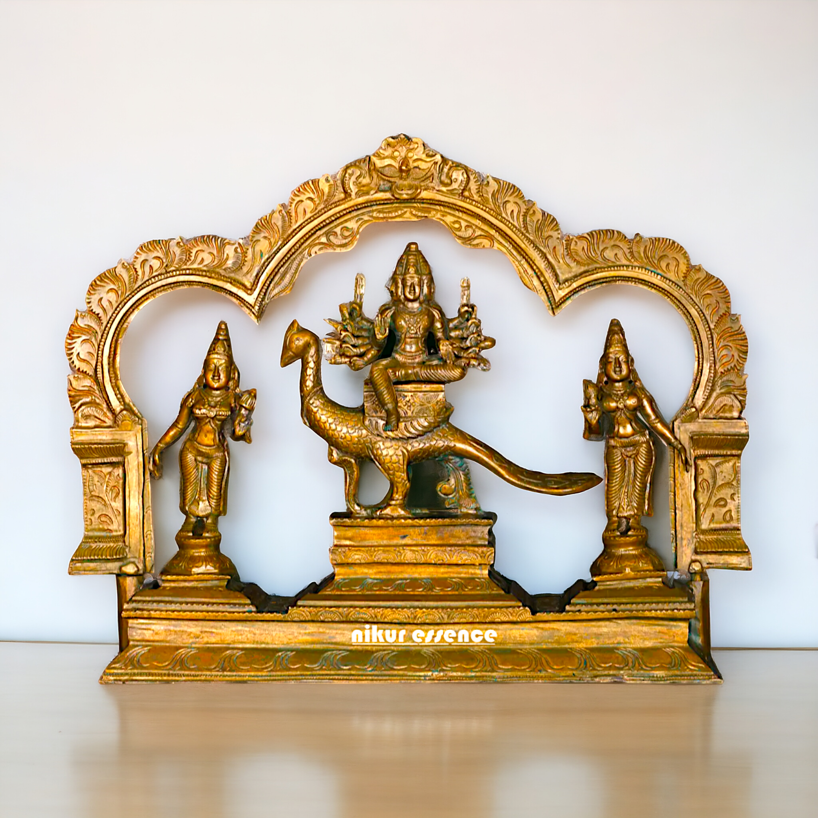 Murugan with Devasena and Valli Panchaloha idol - 13 Inches Nikuressence