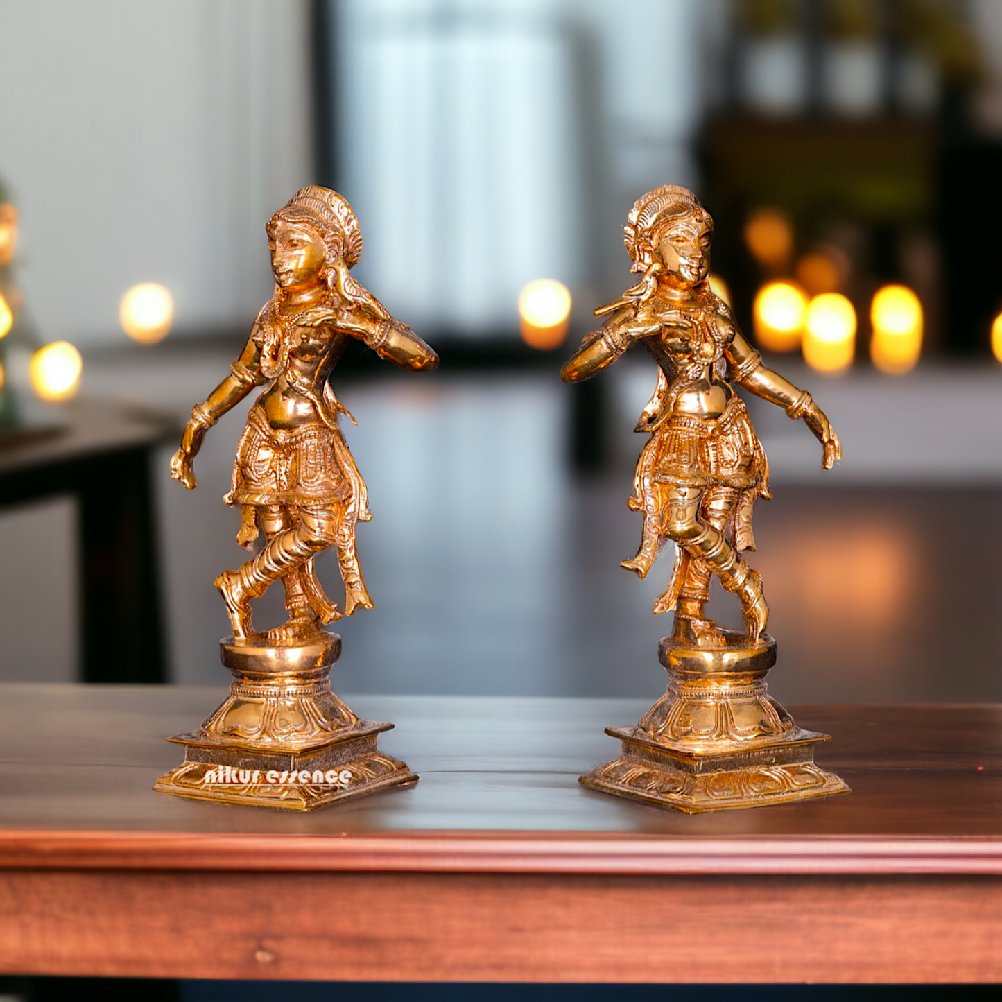 Apsaras dancing with Parrot Panchaloha statue - 5 Inches Nikuressence