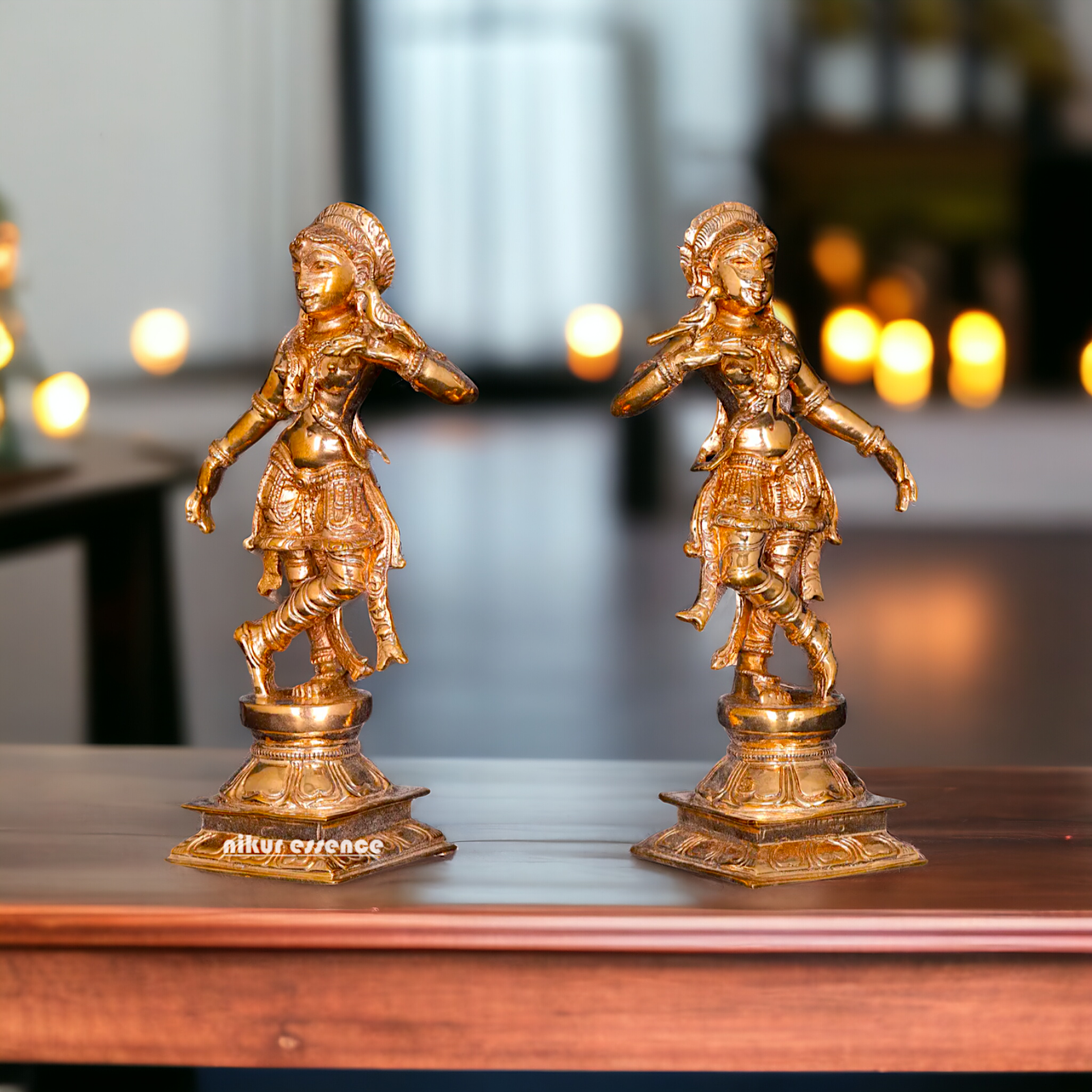 Apsaras dancing with Parrot Panchaloha statue - 5 Inches Nikuressence