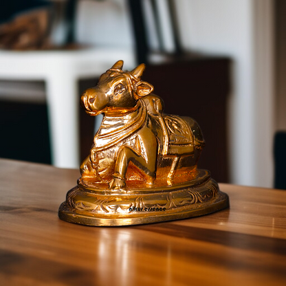 Nandi seated Panchaloha statue - 3 inches Nikuressence