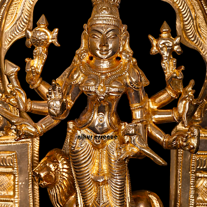 Goddess Durga Sherawali maa with eight hand Panchaloha statue - 9 Inches Nikuressence