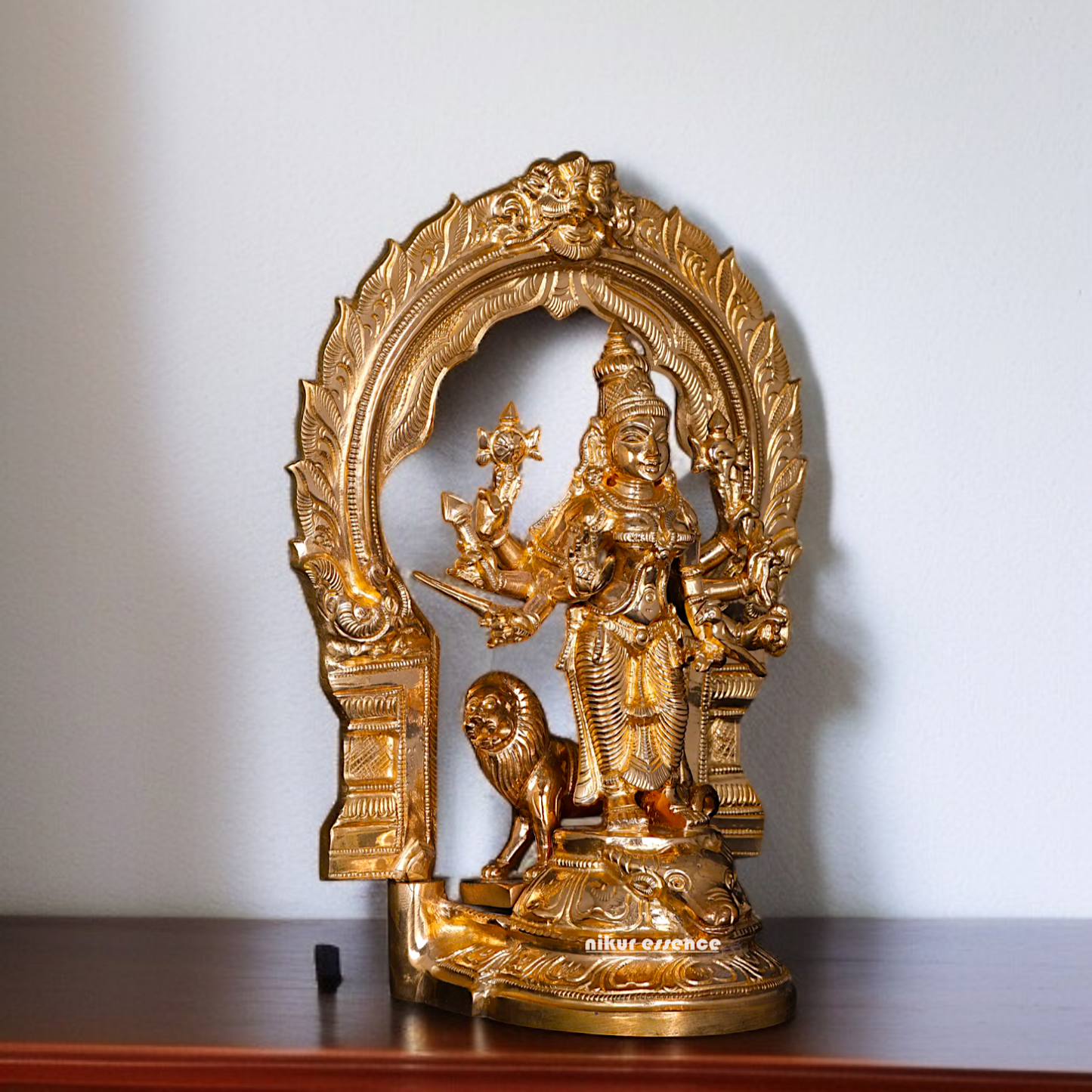 Goddess Durga Sherawali maa with eight hand Panchaloha statue - 9 Inches Nikuressence